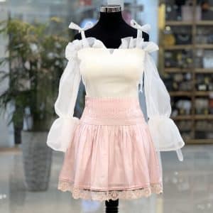 دامن گیپور زنانه آستر دار رنگ صورتی