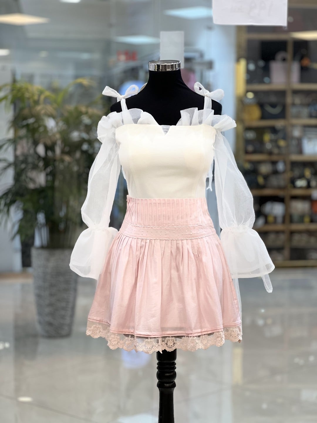 دامن گیپور زنانه آستر دار رنگ صورتی