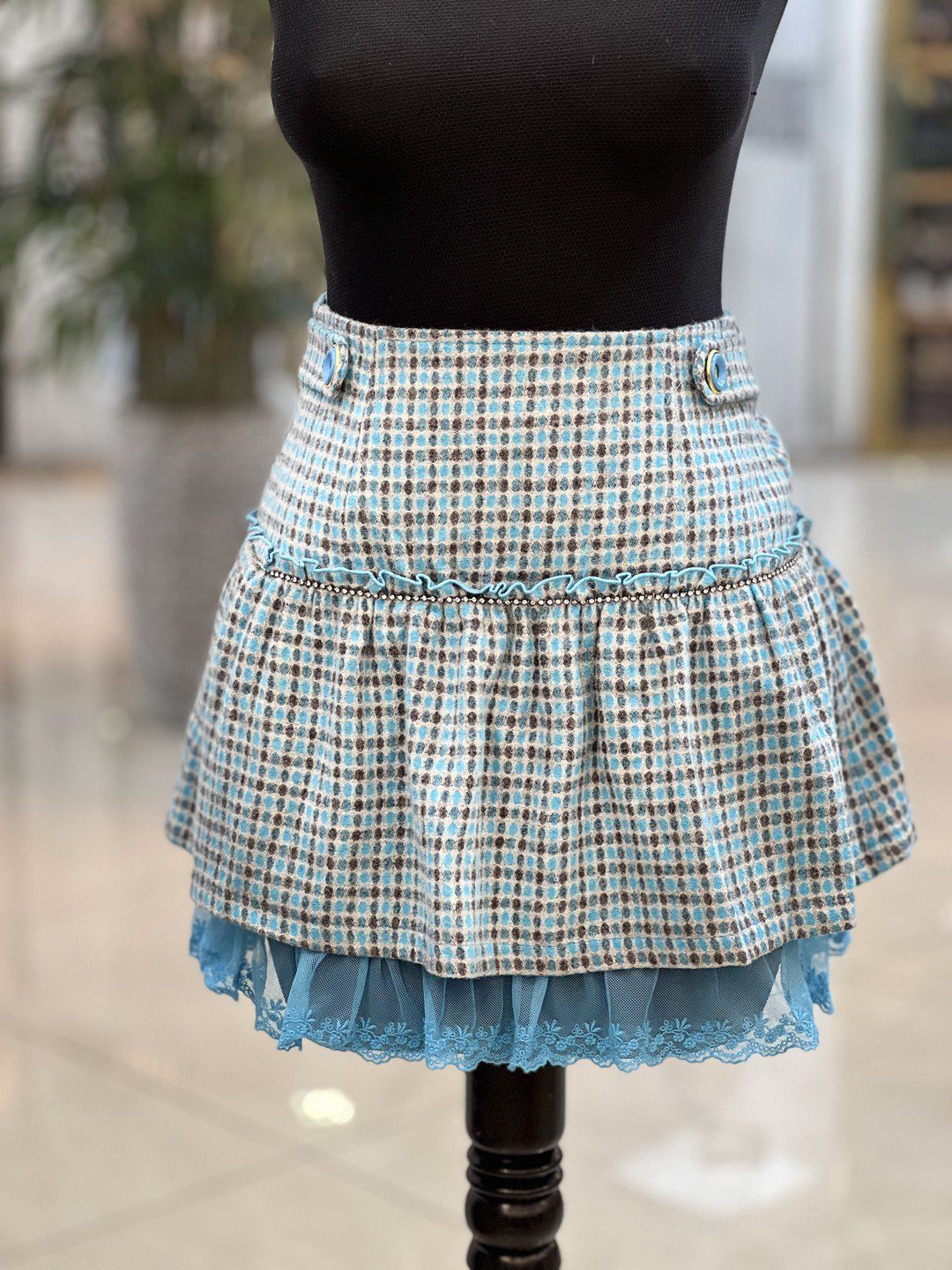 دامن پایین گیپور آبی زنانه