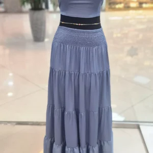 ست کراپ دامن زنانه مشکی و آبی برند شین با طراحی تابستانی و فری‌سایز