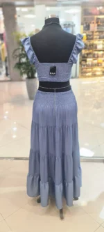 ست کراپ دامن زنانه مشکی و آبی برند شین با طراحی تابستانی و فری‌سایز